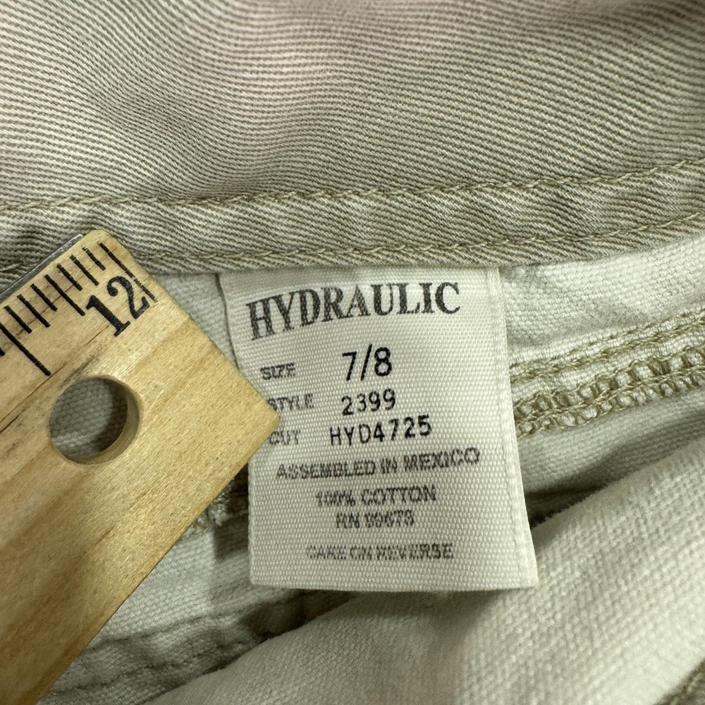 Hydraulic Shorts Womens 7/8 Beige Cargo Twill Pockets Casual Summer City Outdoor - Picture 4 of 10